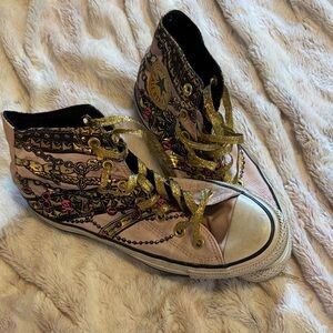 Converse Chuck Taylor All Star High Top Sneakers - Pink with Gold Accents
